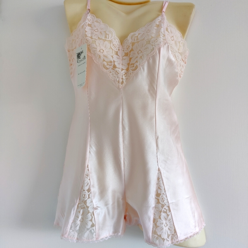 NWT Silk Lingerie Romper | Satin Bodysuit/Playsuit- Pink